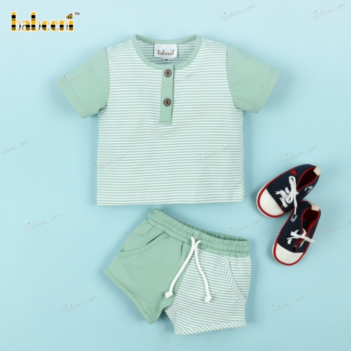 Plain Set In Aqua Foam And Green For Boy - BB3193