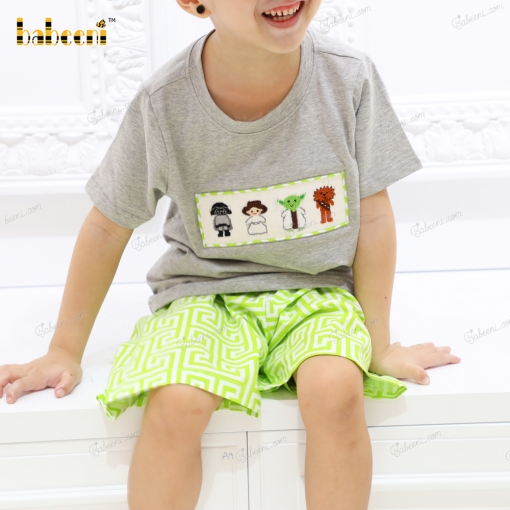 Nice Alien hand smocked boy piece set - BB2299