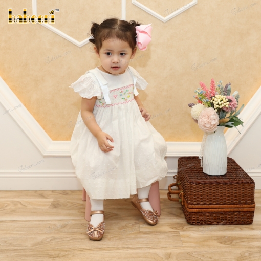 Fancy colorful floral geometric smocking dress - BB2623B