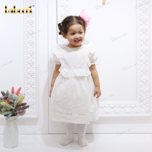 Lace Dress In White With Flower Patten For Girl - BB3176A