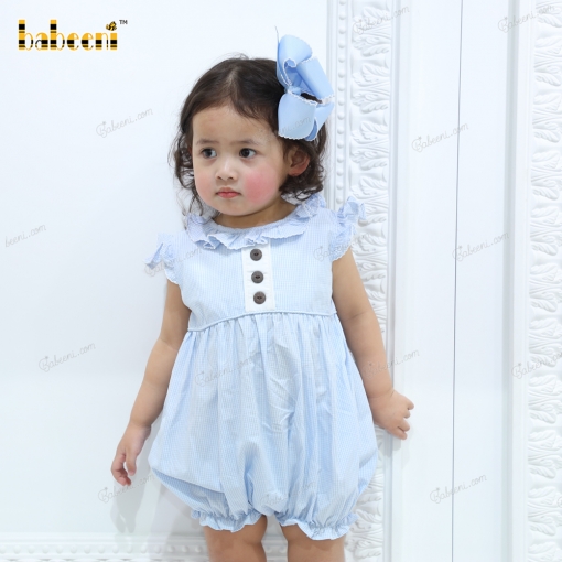 Blue gingham plain girl bubble – BB2536