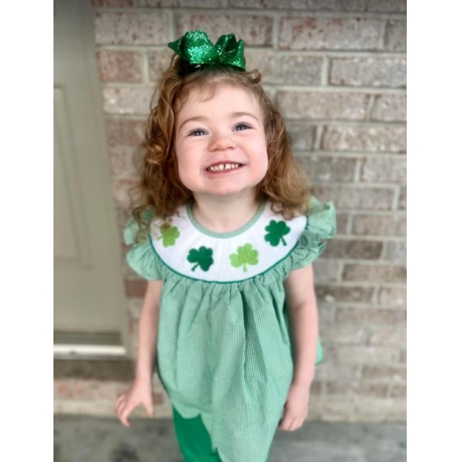 St. Patrick\'s Day Bishop Smocked Dress For Girl