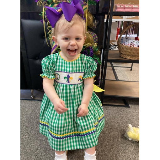 Smocked Dress Mardi Gras Theme Clown Hat For Girl