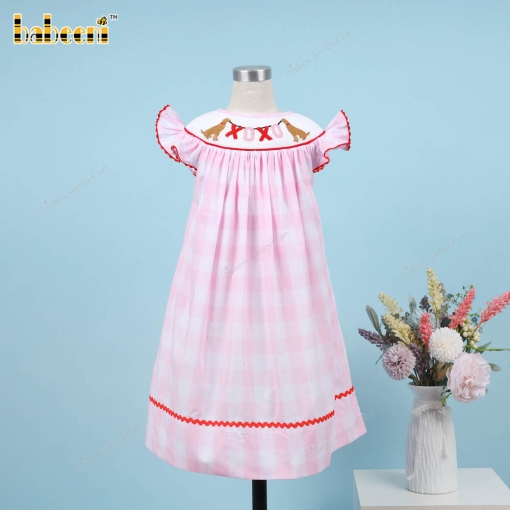 Smocked Dress Dog XO Caro Red For Girl - BB3294