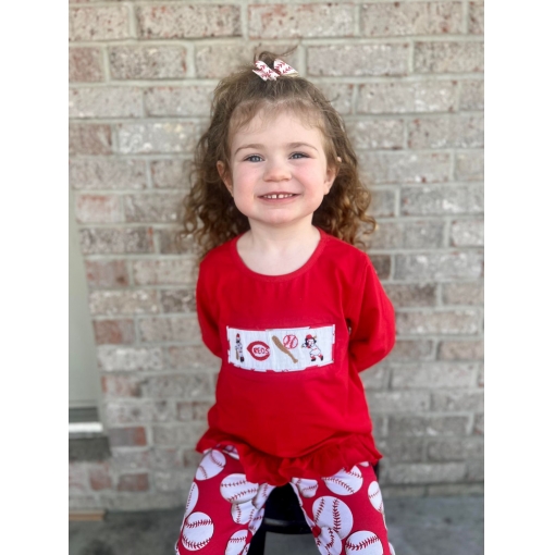 2-Piece Set Baseball Theme Smocked