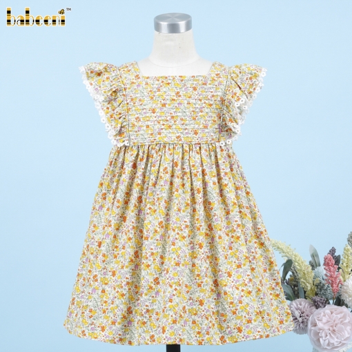 Plain Dress Green Floral For Girl - BB3307A