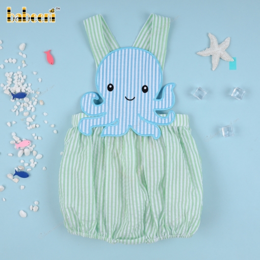 Lovely huge octopus appliqued girl bubble - BB1751