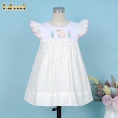 Duck And Flower White Dress For Girl - BB3348 duck-and-flower-white-dress-for-girl---bb3348