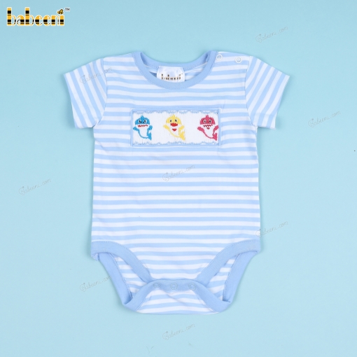 Smocked Bubble With Baby Sharks For Boy - BB3367