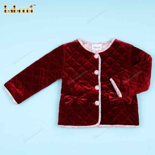 Girl Red Coat And Floral Accent - BB3368