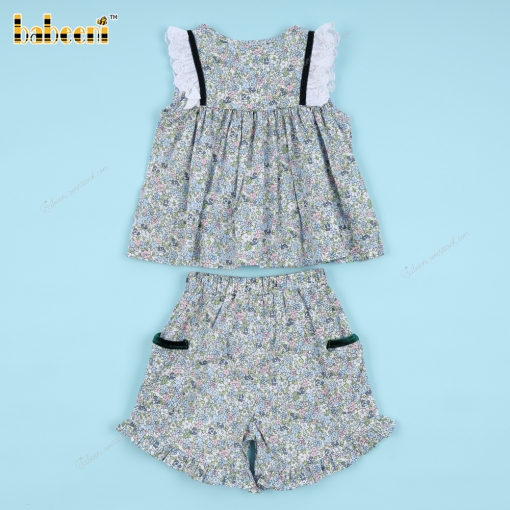 Girl 2-piece Set Mallard Green Floral - BB3369A