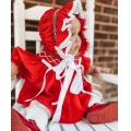 girl-red-bubble-hand-smocked-christmas-theme