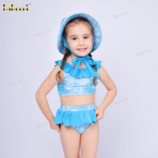 2-pieces blue Swimwear For Girl Spring-Summer scalope matching m&m - BB3515