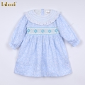 geometric-smocked-belted-dress-in-blue-for-girl---bb3203