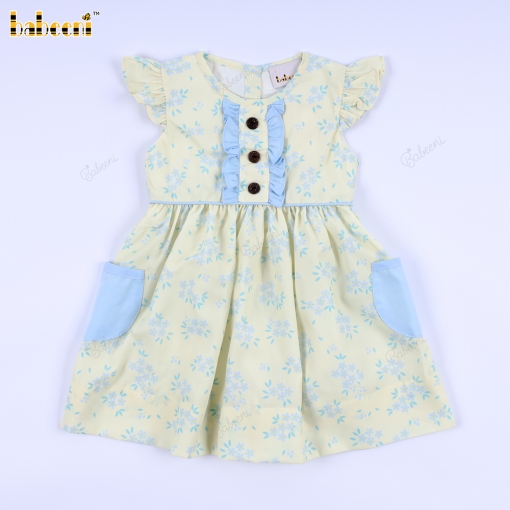 Tiny flower printed baby yellow dress – BB3026