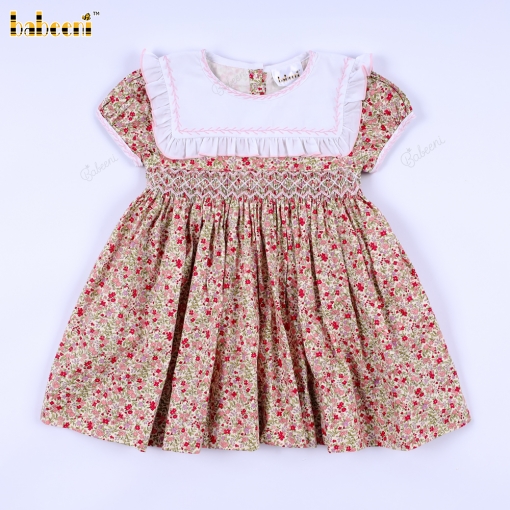 Geometric Dress With Hand Embroidery Rose For Girl - BB3186