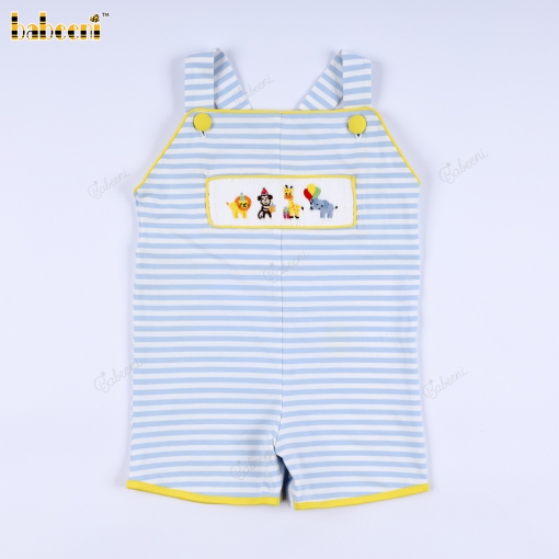 Animal hand smocked boy shortall – BB3068