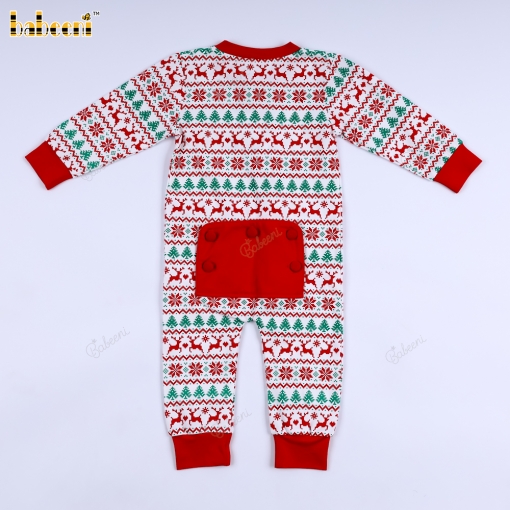 Festive Nordic Reindeer Christmas Romper.– BB3560