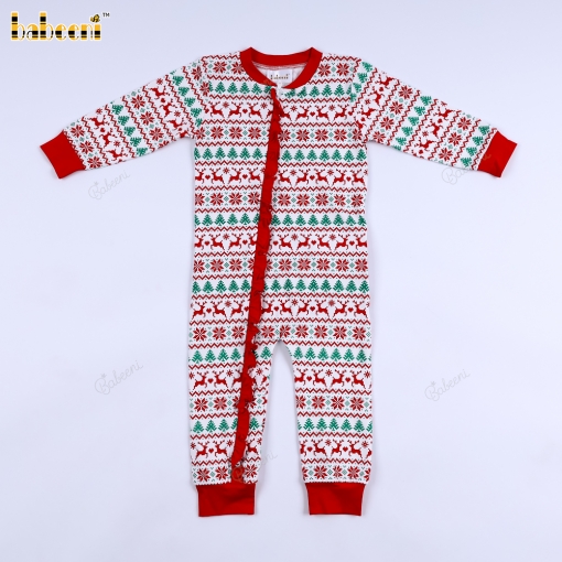 Red Christmas reindeer and Christmas tree jumpsuit– BB3564