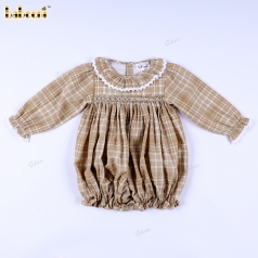 classic-beige-plaid-bubble-romper-for-baby-girl--bb3588