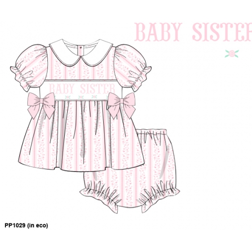 Baby Sister Pink Floral Puff Sleeve Bloomer Set (Pre-Order)- BB3598