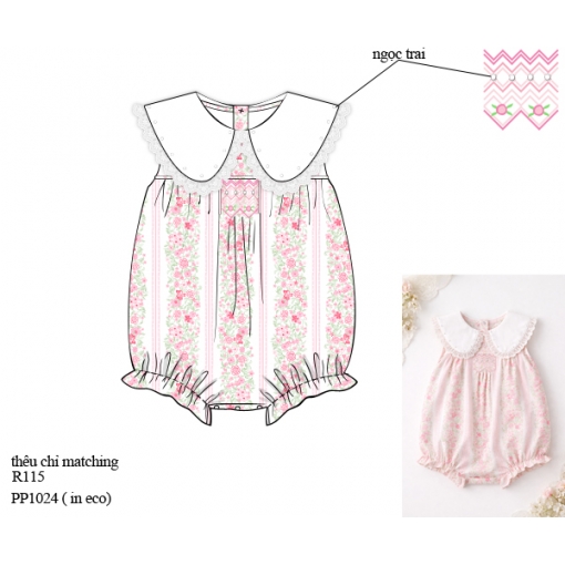 Pink Floral Peter Pan Collar Baby Bubble Romper (Pre-Order)- BB3627