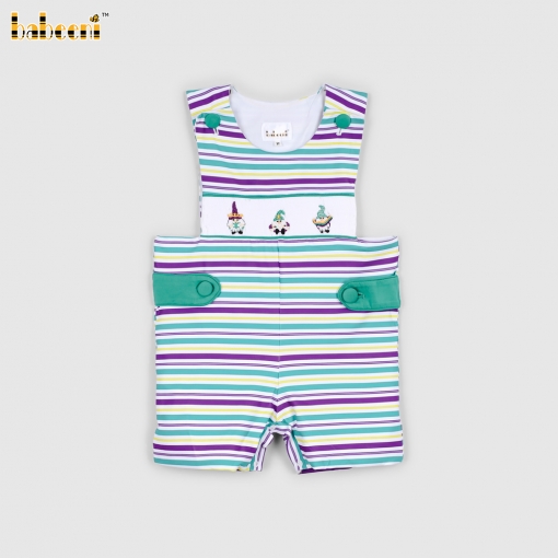 Mardi Gras theme hand smocked boy longall – BB3458A