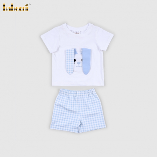 Applique Easter Outfits In White With Bunny For Boy - BB3180