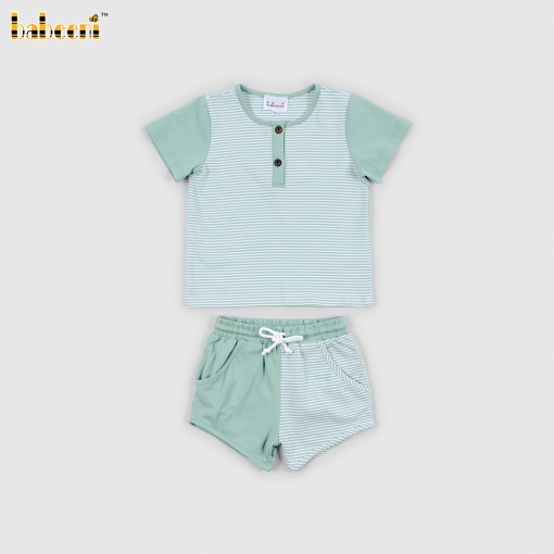 Plain Set In Aqua Foam And Green For Boy - BB3193