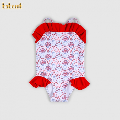 Elegant Blossom Ruffle One-Piece Swimsuit – BB3550