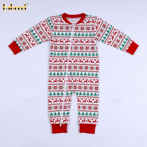 Festive Nordic Reindeer Christmas Romper.– BB3560