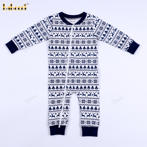 Men's long overalls with Christmas pattern in charcoal purple.– BB3567