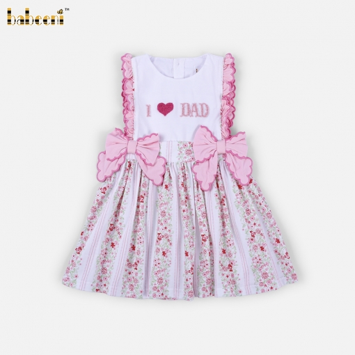 Daddy’s Little Love Floral Ruffle Dress with Bow Accents - BB3607