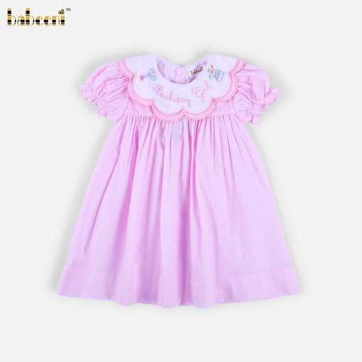 Birthday Girl Embroidered Puff-Sleeve Dress - BB3615