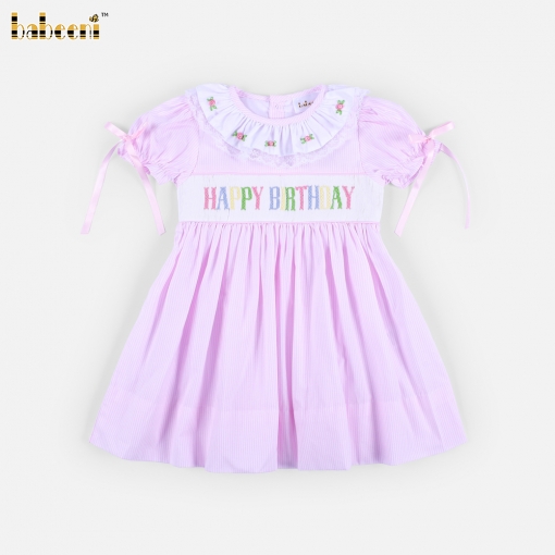 Baby Dress with Birthday Banner Smocking  - BB3631
