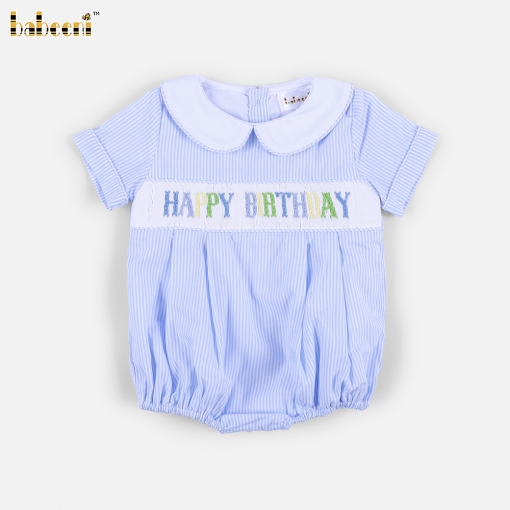 Blue Yoke Birthday Bubble Romper  - BB3632
