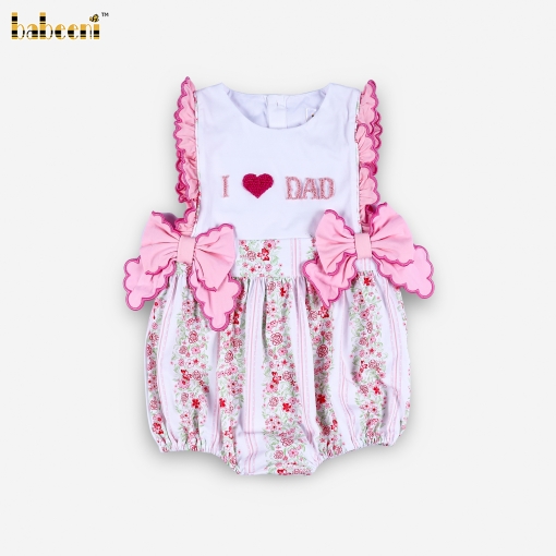 Daddy’s Little Love Floral Ruffle Bubble with Bow Accents - BB3606