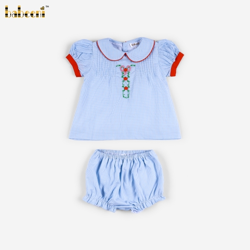 Baby Bubble Romper with Pumpkin Vine Embroidery  - BB3634
