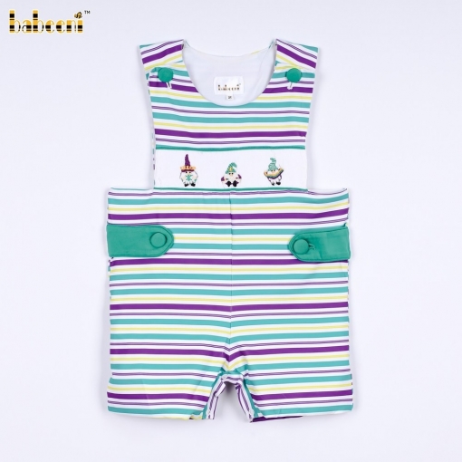 Mardi Gras theme hand smocked boy longall – BB3458