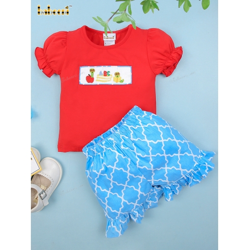 Cute bookworm girl smocked set - BB1123
