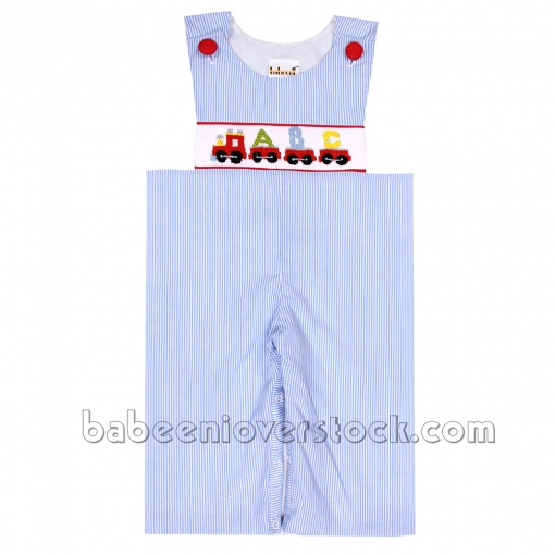 Cute train smocked boy longall - BB1135A