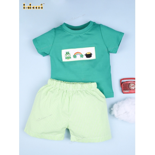 St Patrick smocked clothing set for boys - BB1367