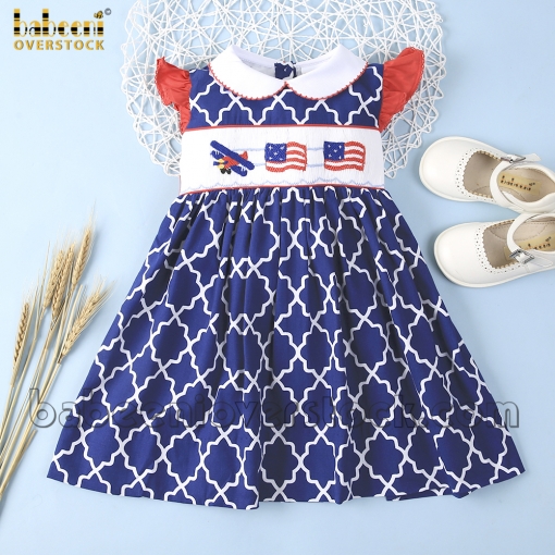Patriotic hand smocked dress for girls - BB1414