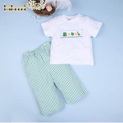 St Patrick signatures smocked boy set - BB1822