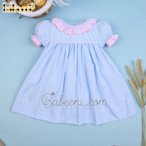 Lovely pink ruffle plain dress - BB2534