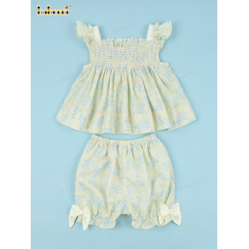 Shirred 2-piece Set In Yellow For Girl- BB3320