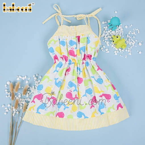 Multi color whale summer dress with sleeveless - BB725