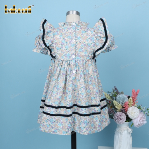 Plain Dress Floral And Mallard Green Outline For Girl - BB3241