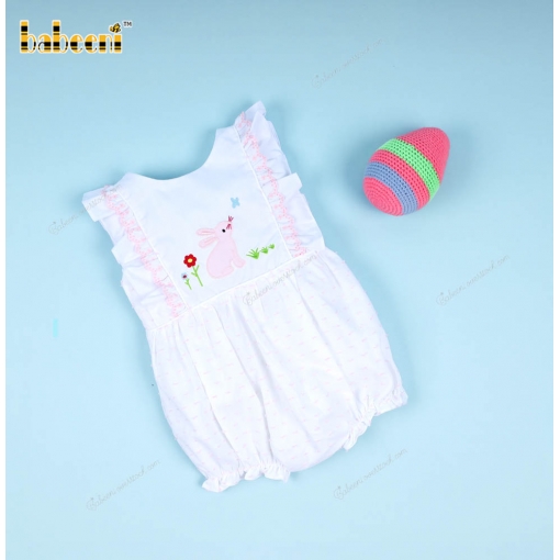Applique Bubble Pink Bunny Flower For Girl - BB3292C