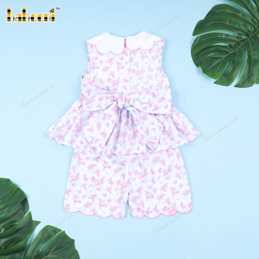 PLain 2-Piece Set Pink Floral White Accent For Girl - BB3299